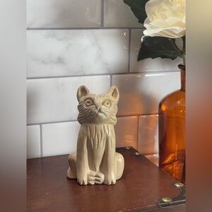 Unique Unusual Hand Carved Marble Stone Cat